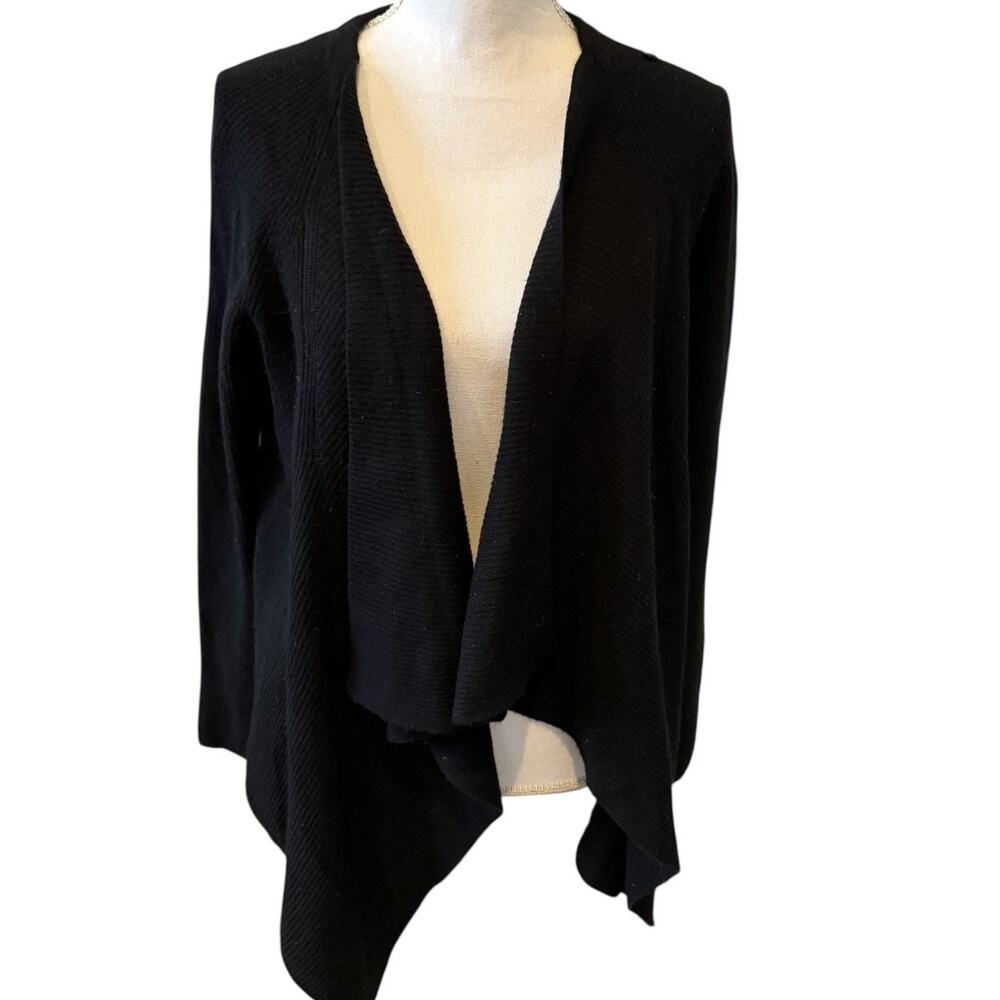 Vineyard Vines Open Front Cardigan Sweater Black Wool Cashmere XS